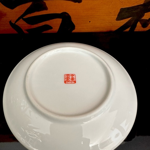 Chinese Butterfly Wan Shou Wu Jian Longevity Pattern Turquoise Porcelain Dish - Picture 2 of 3